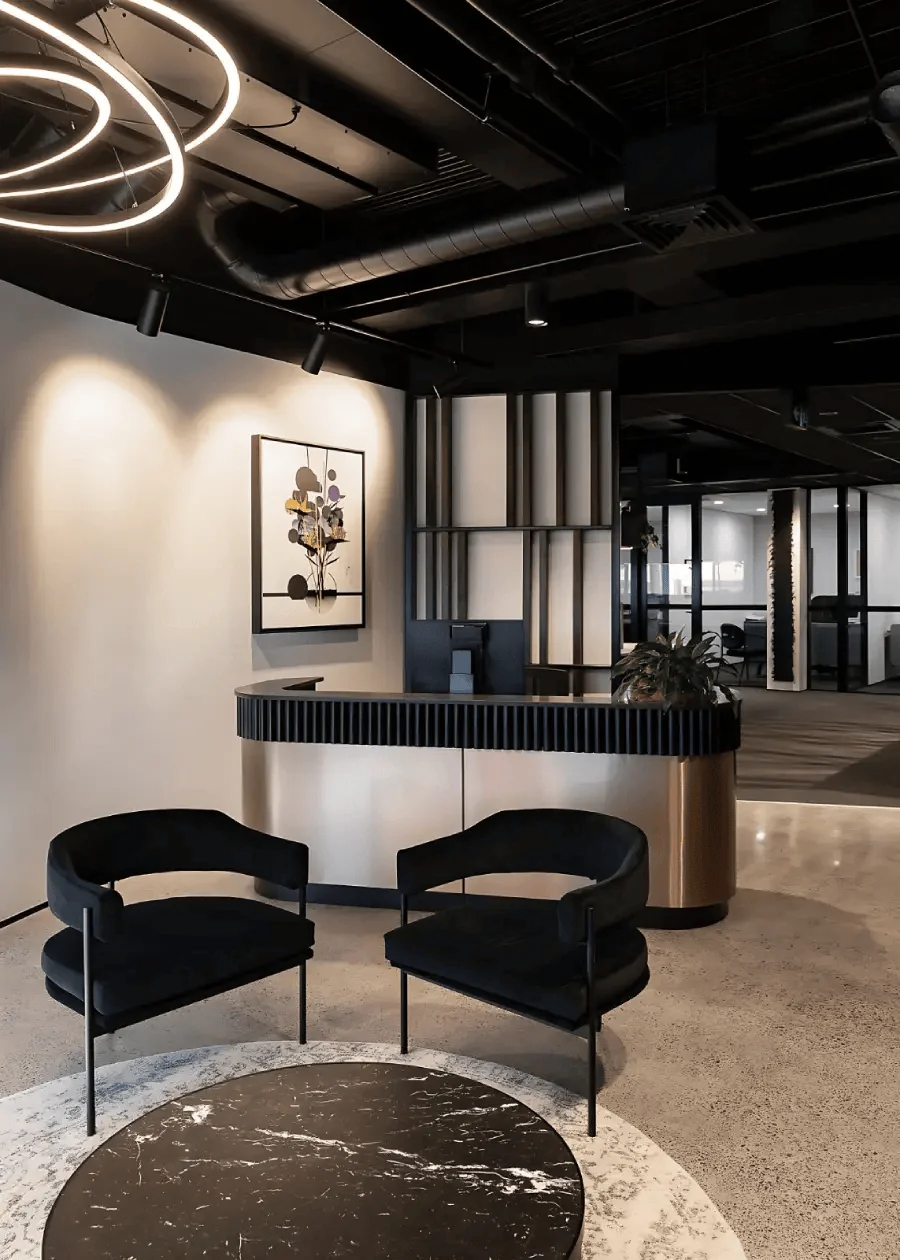 modern office reception designed by an interior design consultant in dubai